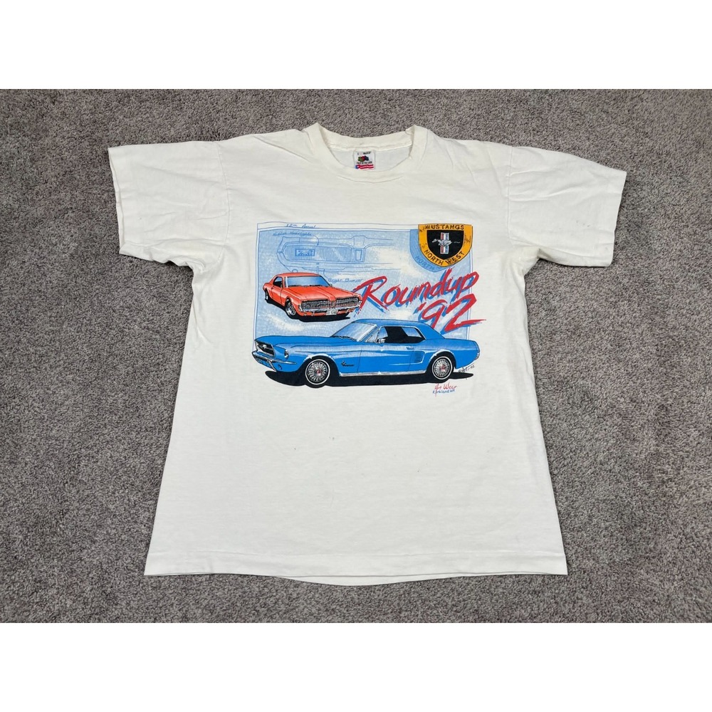 Vintage T Shirt Adult Large Mustang Roundup 1992 Single Stitch Art Wear FOTL Tee